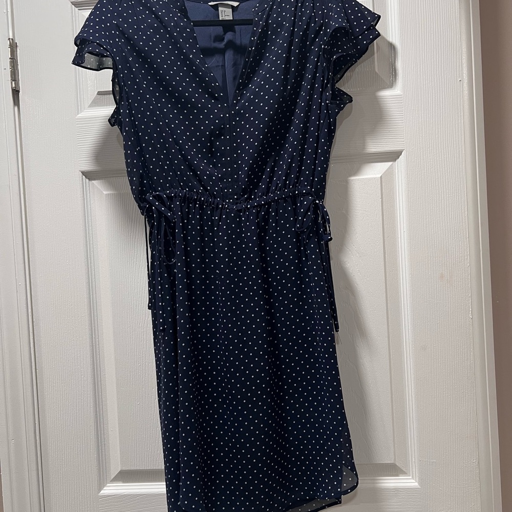 Elegant Navy Polka Dot Dress